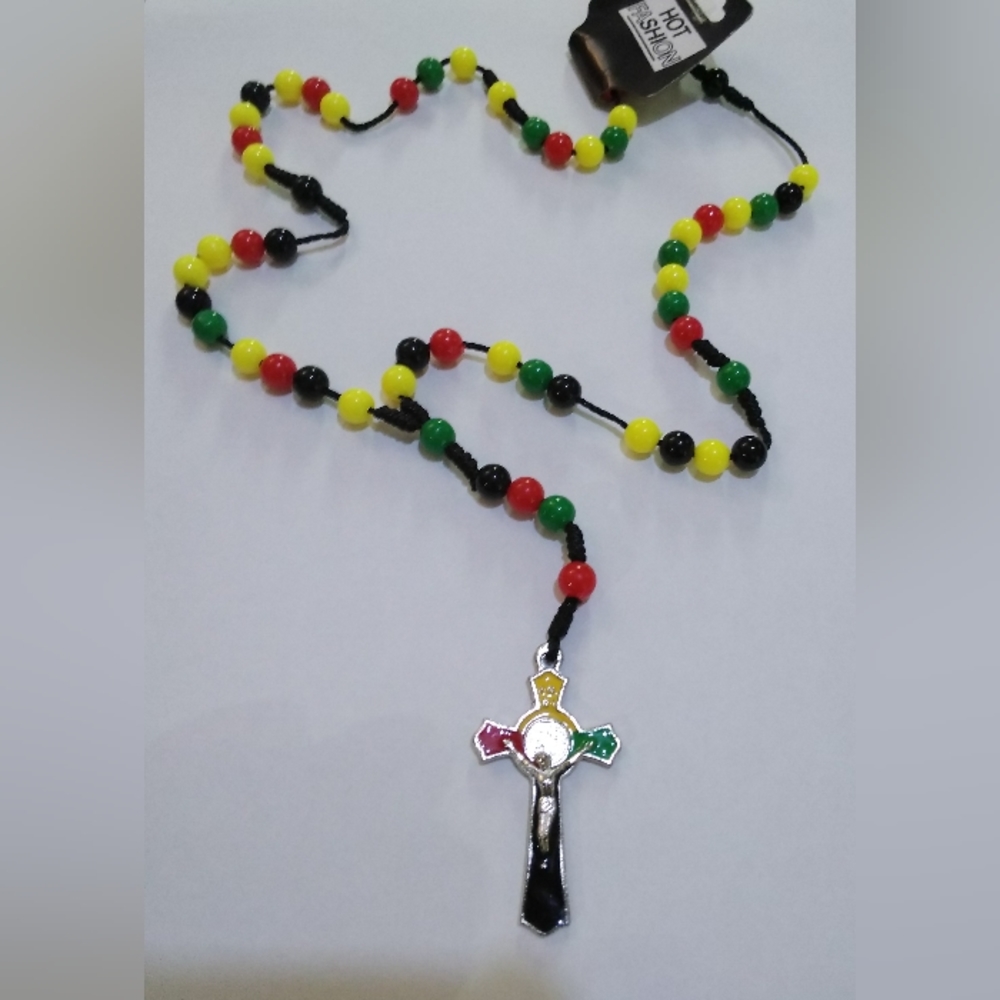 REGGAE RASTA ROSARY NECKLACE